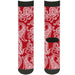 Sock Pair - Polyester - Paisley Red White - CREW Socks Buckle-Down   