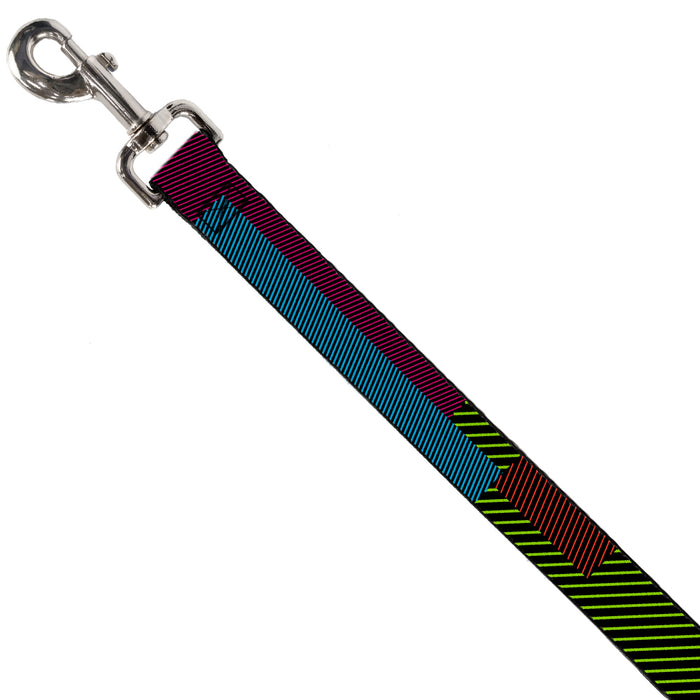 Dog Leash - Hash Mark Stripe Black/Multi Color Dog Leashes Buckle-Down   