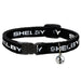 Cat Collar Breakaway with Bell - SHELBY Text Only Black White - NARROW Fits 8.5-12" Breakaway Cat Collars Carroll Shelby   