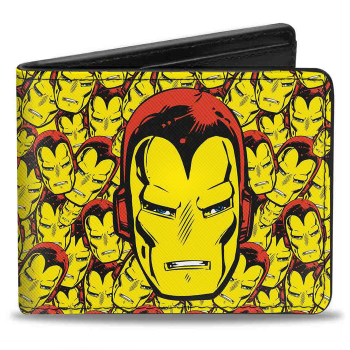 MARVEL COMICS Bi-Fold Wallet - Iron Man Face CLOSE-UP Stacked Bi-Fold Wallets Marvel Comics   