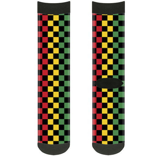 Sock Pair - Polyester - Checker Black Rasta - CREW Socks Buckle-Down   