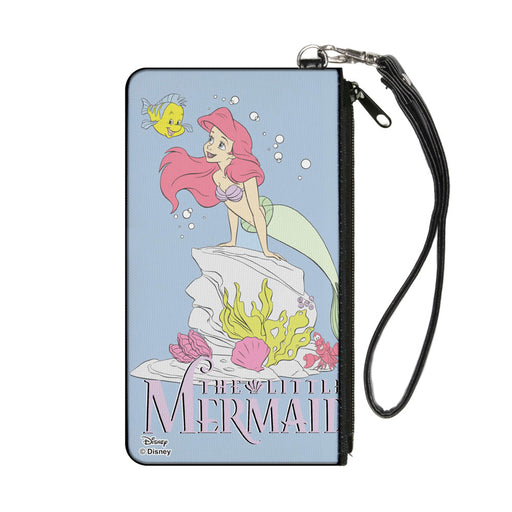 Canvas Zipper Wallet - SMALL - THE LITTLE MERMAID Flounder and Ariel Pose Blue Canvas Zipper Wallets Disney   