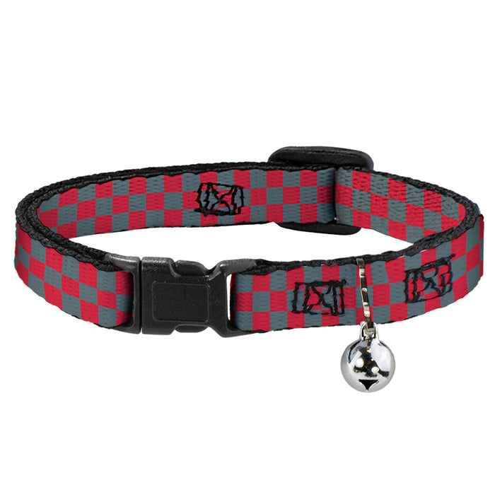 Cat Collar Breakaway - Checker Crimson Red Gray Breakaway Cat Collars Buckle-Down   