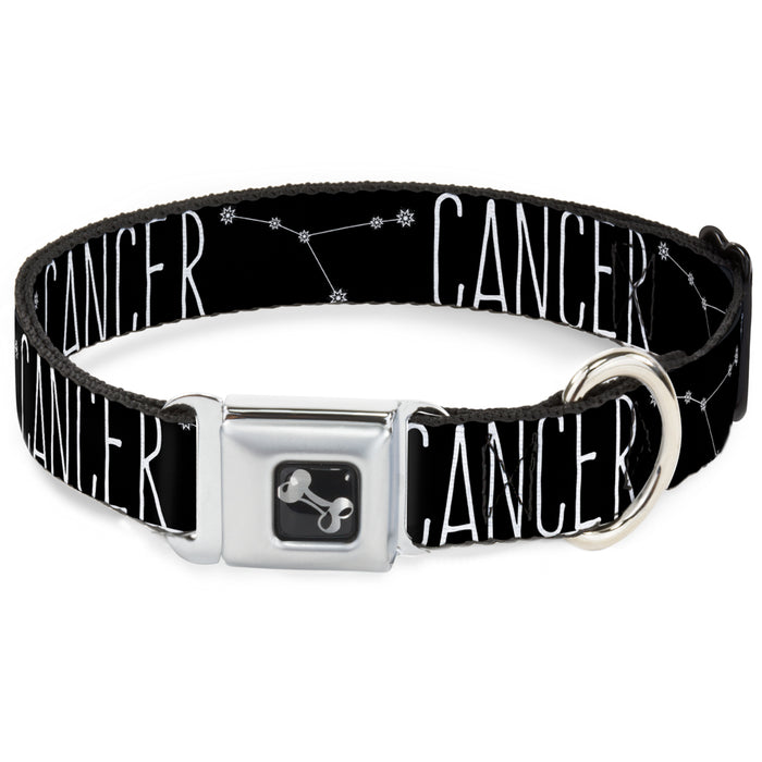 Dog Bone Seatbelt Buckle Collar - Zodiac CANCER/Constellation Black/White Seatbelt Buckle Collars Buckle-Down   