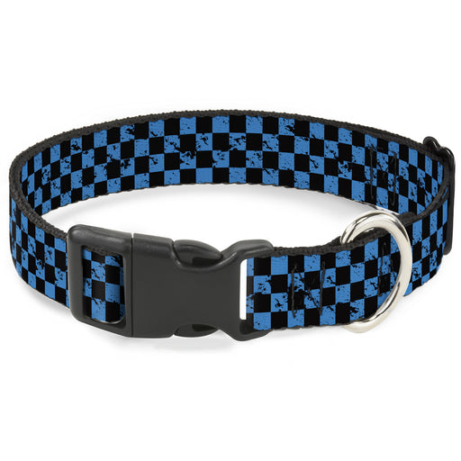 Plastic Clip Collar - Checker Weathered Black/Turquoise Plastic Clip Collars Buckle-Down   