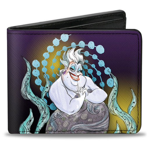 Bi-Fold Wallet - The Little Mermaid Ursula Smiling Sketch Pose Purple Fade Bi-Fold Wallets Disney   