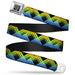 BD Wings Logo CLOSE-UP Full Color Black Silver Seatbelt Belt - Plaid X Gradient Black/Orange/Green/Blue Webbing Seatbelt Belts Buckle-Down   