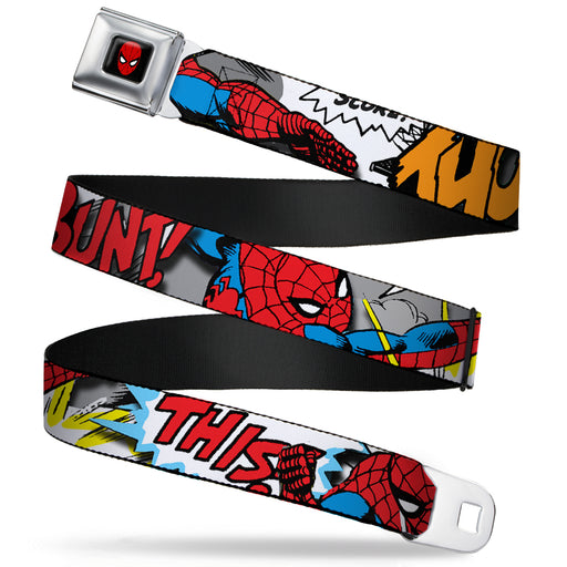 MARVEL UNIVERSE Spider-Man Full Color Seatbelt Belt - Spider-Man w/Action Verbiage Webbing Seatbelt Belts Marvel Comics   