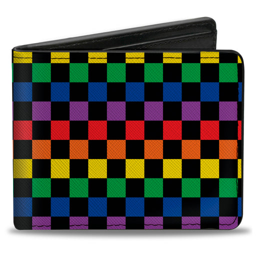 Bi-Fold Wallet - Checker Black Rainbow Multi Color Bi-Fold Wallets Buckle-Down   