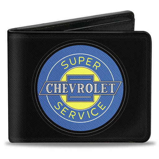Bi-Fold Wallet - CHEVROLET SUPER SERVICE Logo Black Blue Yellow Bi-Fold Wallets GM General Motors   