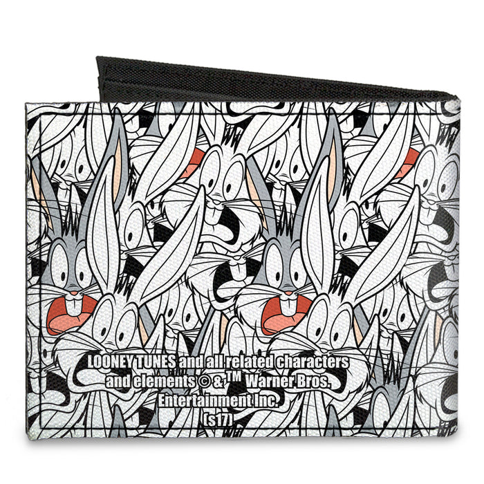Canvas Bi-Fold Wallet - Bugs Bunny Expressions Stacked White Black Gray Canvas Bi-Fold Wallets Looney Tunes   