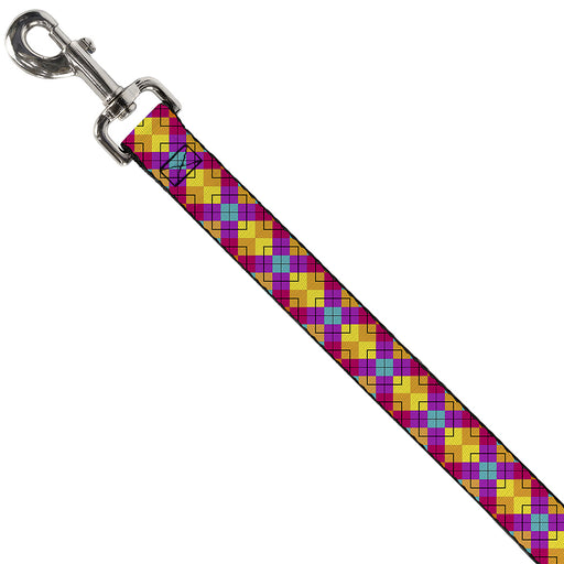 Dog Leash - Diamond Plaid Orange/Yellow/Blue/Purple/Fuchsia Dog Leashes Buckle-Down   