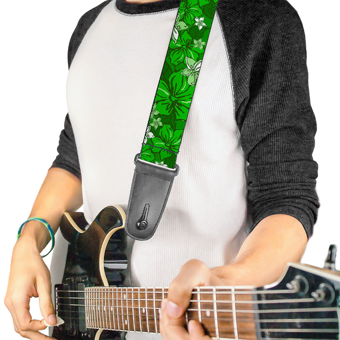 Guitar Strap - Hibiscus Collage Green Shades Guitar Straps Buckle-Down   