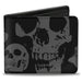 Bi-Fold Wallet - Skulls Stacked Weathered Black Gray Bi-Fold Wallets Buckle-Down   