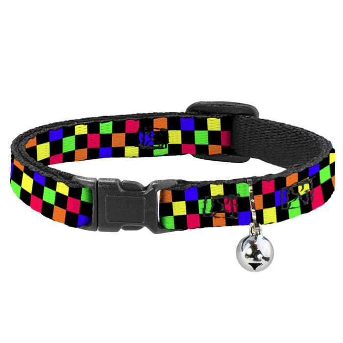 Cat Collar Breakaway - Checker Black Multi Neon Breakaway Cat Collars Buckle-Down   