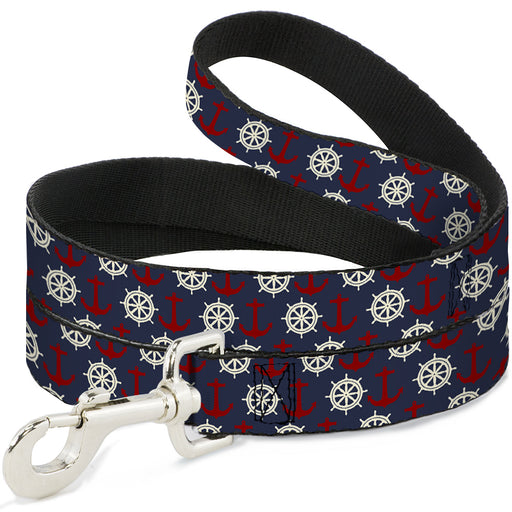 Dog Leash - Anchor3/Helm Monogram Navy/Red/Cream Dog Leashes Buckle-Down   