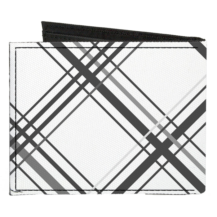 Canvas Bi-Fold Wallet - Plaid X White Gray Canvas Bi-Fold Wallets Buckle-Down   