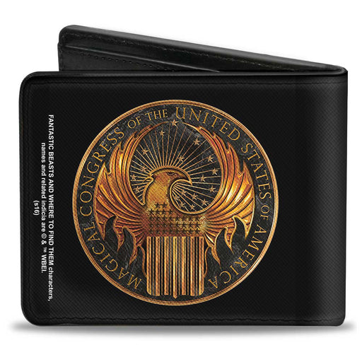 Bi-Fold Wallet - Fantastic Beasts and Where to Find Them MACUSA Seal Black Golds Bi-Fold Wallets The Wizarding World of Harry Potter   