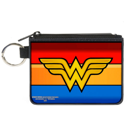 Canvas Zipper Wallet - MINI X-SMALL - Wonder Woman Logo Stripe Red Yellows Blue Canvas Zipper Wallets DC Comics   