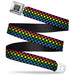 BD Wings Logo CLOSE-UP Full Color Black Silver Seatbelt Belt - Checker Black/Neon Rainbow Webbing Seatbelt Belts Buckle-Down   