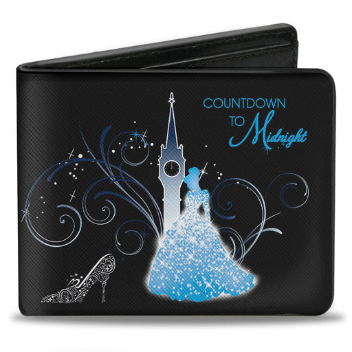 Bi-Fold Wallet - Cinderella COUNTDOWN TO MIDNIGHT Pose + Pumpkin Coach Silhouette Black Blues White Bi-Fold Wallets Disney   