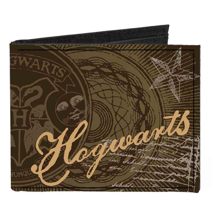 Canvas Bi-Fold Wallet - HOGWARTS Symbols Collage House Badges Browns Multi Color Canvas Bi-Fold Wallets The Wizarding World of Harry Potter Default Title  