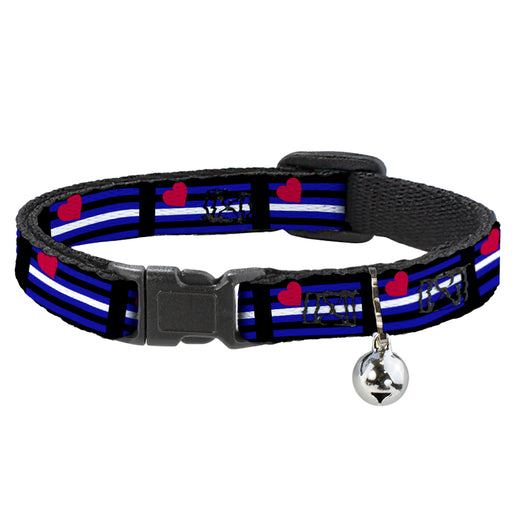 Cat Collar Breakaway - Flag Leather Black Blue Red White Breakaway Cat Collars Buckle-Down   