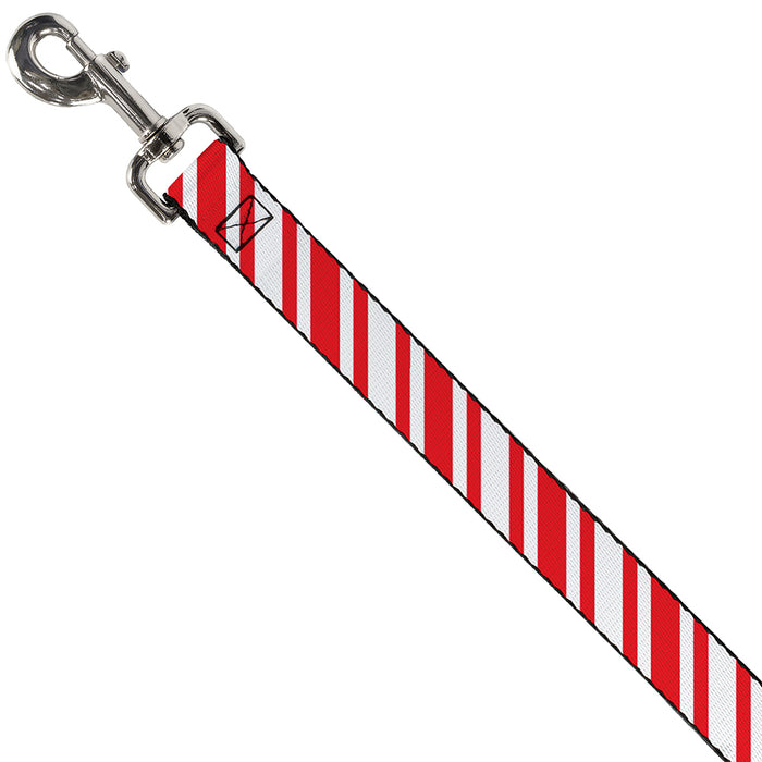 Dog Leash - Candy Cane3 Stripe White/3-Red Dog Leashes Buckle-Down   