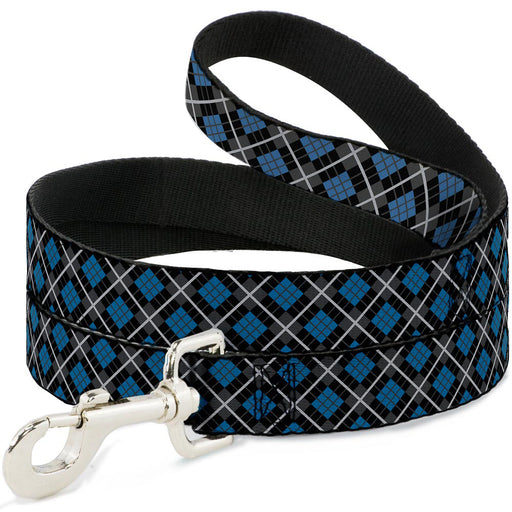 Dog Leash - Argyle Black/Gray/Turquoise Dog Leashes Buckle-Down   