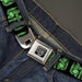 BD Wings Logo CLOSE-UP Full Color Black Silver Seatbelt Belt - BD Skulls w/Wings Black/Green Webbing Seatbelt Belts Buckle-Down   
