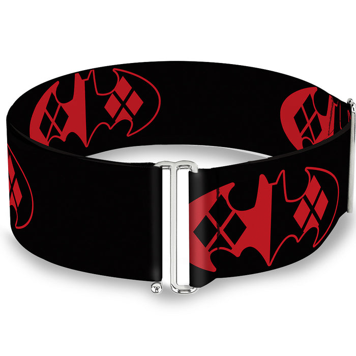 Cinch Waist Belt - Bat Logo Harley Quinn Diamonds Black Red Womens Cinch Waist Belts DC Comics   