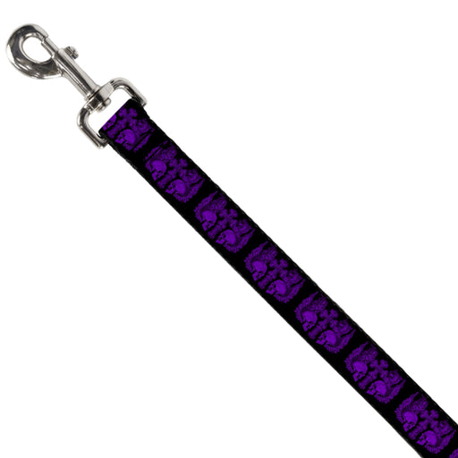 Dog Leash - BD Skulls w/Wings Black/Purple Dog Leashes Buckle-Down   