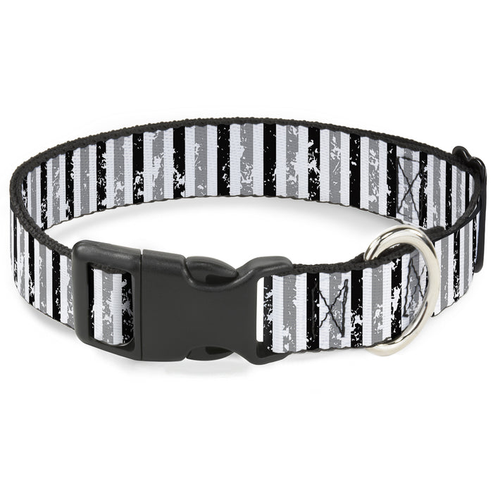 Plastic Clip Collar - Vertical Stripes White/Black/Gray Plastic Clip Collars Buckle-Down   