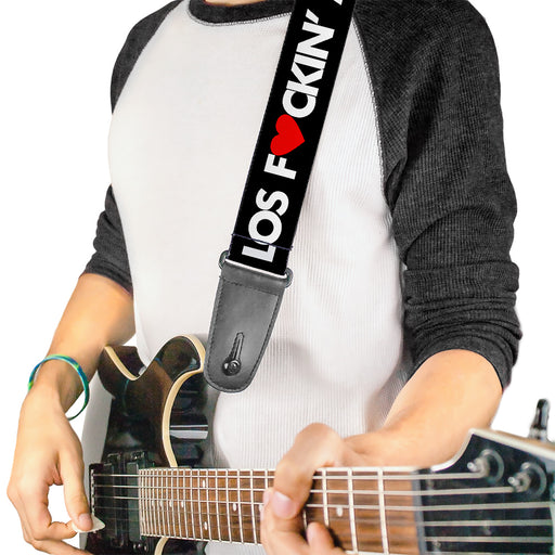 Guitar Strap - LOS F*CKIN' ANGELES Heart Black White Red Guitar Straps Buckle-Down   