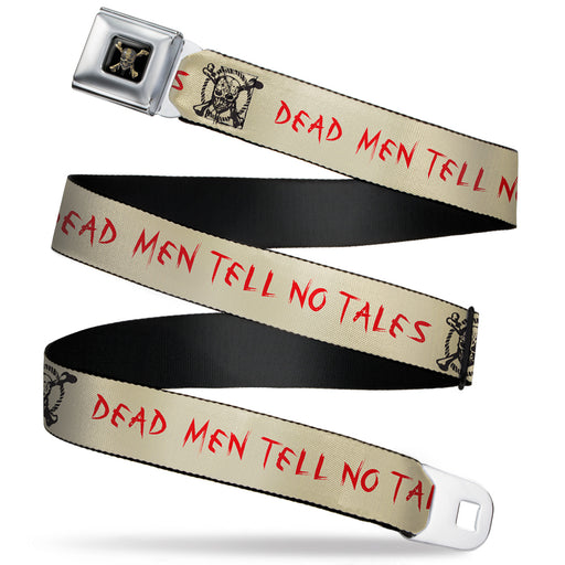 Pirates of The Caribbean Dead Men Tell No Tales Skull Icon Full Color Black Seatbelt Belt - Pirates Skull Icon/DEAD MEN TELL NO TALES Cream/Black/Red Webbing Seatbelt Belts Disney   