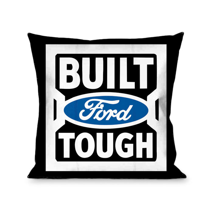 Pillow - THROW - BUILT FORD TOUGH Logo2 Black White Blue Throw Pillows Ford   