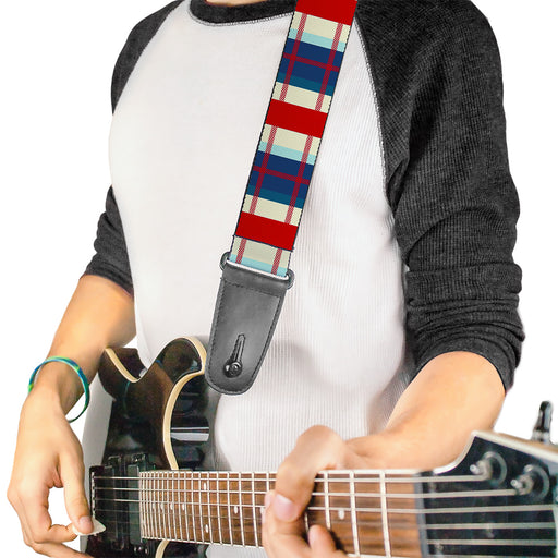 Guitar Strap - Tartan Plaid Khaki Blues Red Guitar Straps Buckle-Down   