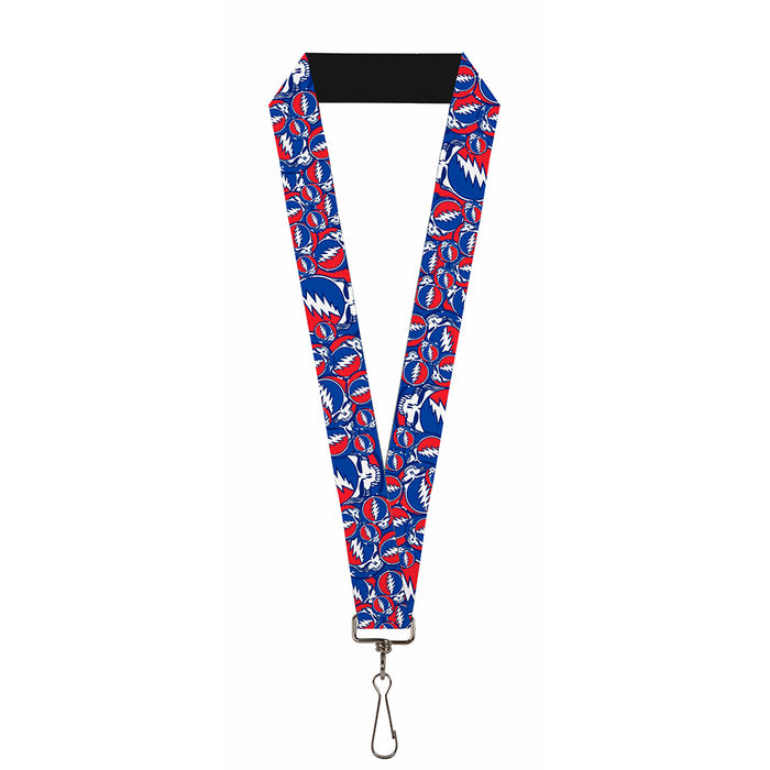 Lanyard - 1.0" - Steal Your Face Stacked Red White Blue Lanyards Grateful Dead   