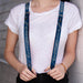 Suspenders - 1.0" - RAVENCLAW Crest Stripe2 Blue Gray Suspenders The Wizarding World of Harry Potter   