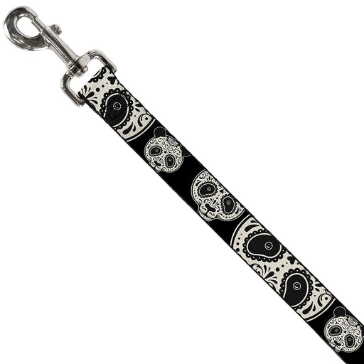 Dog Leash - Panda Bear Sugar Skull Black/White Dog Leashes Buckle-Down   