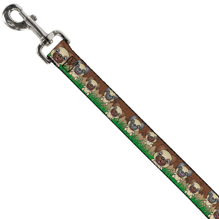 Dog Leash - Pug Puppies/Paw Prints Browns/Greens Dog Leashes Buckle-Down   