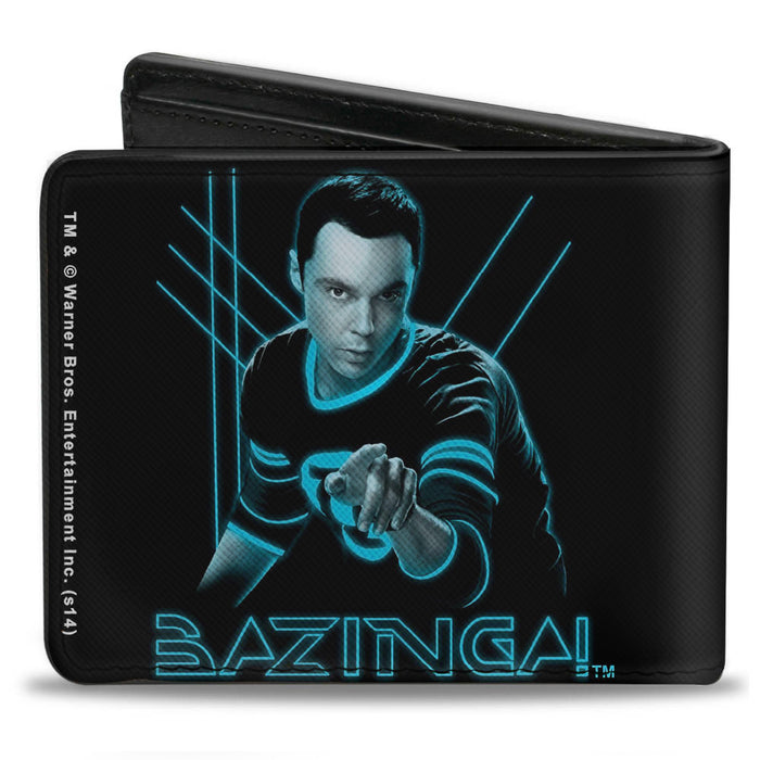 Bi-Fold Wallet -Sheldon BAZINGA! Black Blue Glow Bi-Fold Wallets The Big Bang Theory   