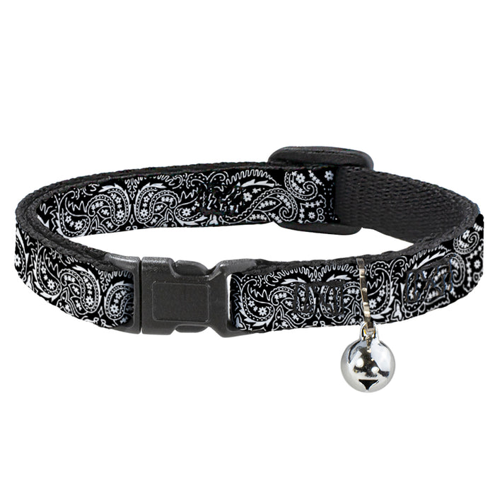 Cat Collar Breakaway - Floral Paisley2 Black White Breakaway Cat Collars Buckle-Down   