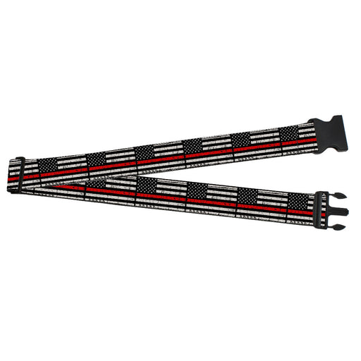 Luggage Strap - 2.0" - Thin Red Line Flag Weathered Black Gray Red Luggage Straps Buckle-Down   