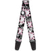 Guitar Strap - Heart & Cross Bones w Skulls & Splatter Black White Guitar Straps Buckle-Down   