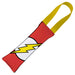 Dog Toy Squeaky Tug Toy - Flash Face + Flash Icon CLOSE-UP Red Yellow Dog Toy Squeaky Tug Toy DC Comics   