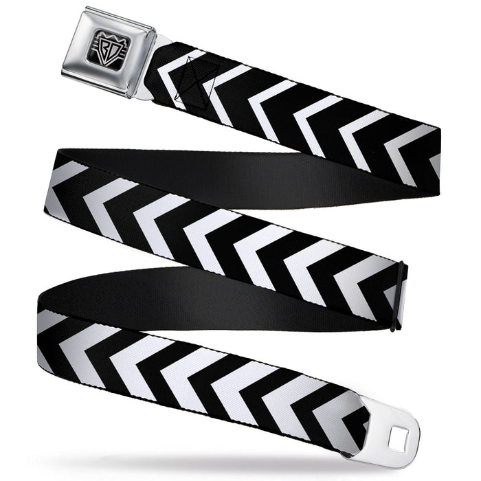 BD Wings Logo CLOSE-UP Full Color Black Silver Seatbelt Belt - Chevron2 White/Black Webbing Seatbelt Belts Buckle-Down   