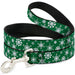 Dog Leash - Snowflakes Green/White Dog Leashes Buckle-Down   
