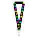 Lanyard - 1.0" - Smiley Face Melted Repeat Black Multi Neon Lanyards Buckle-Down   