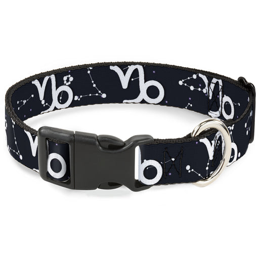 Plastic Clip Collar - Zodiac Capricorn Symbol/Constellations Black/White Plastic Clip Collars Buckle-Down   